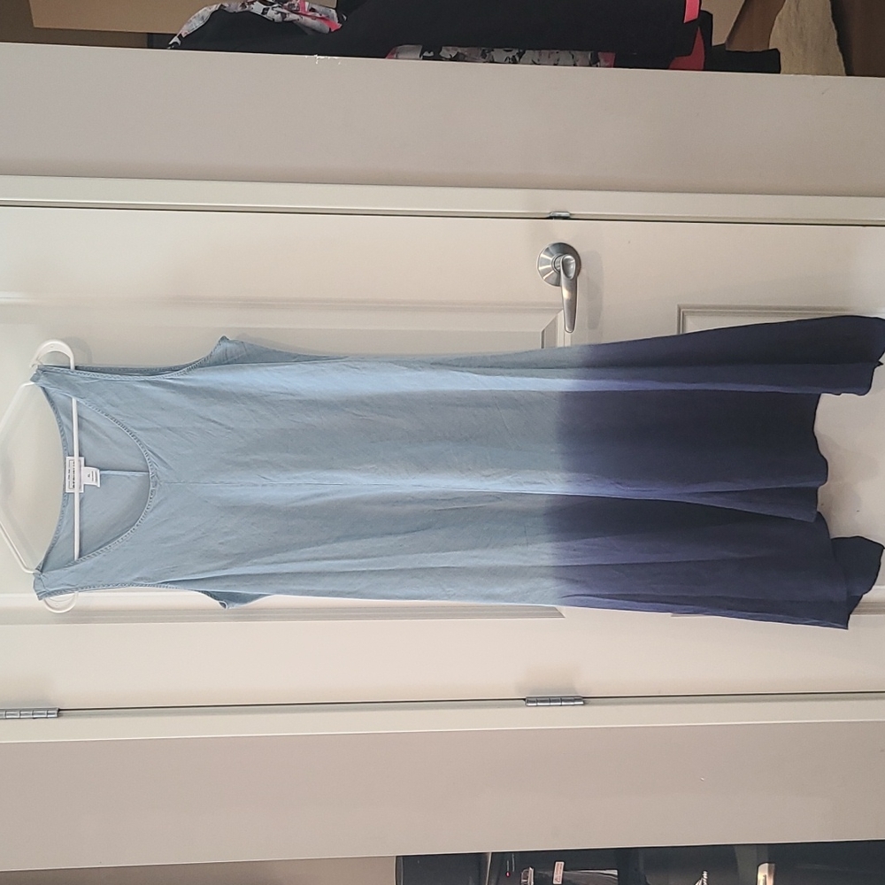 Ombre jean color long sleeveless dress